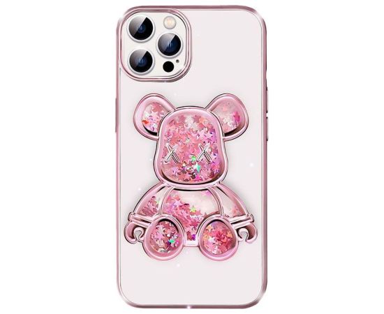 iLike iPhone 15 Pro Silicone Case Print Desire Bear Apple Pink