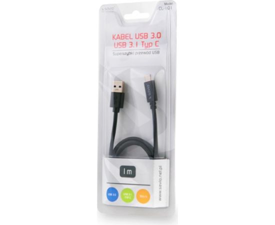 Savio CL-101 USB cable 1 m USB 3.2 Gen 1 (3.1 Gen 1) USB A USB C Black