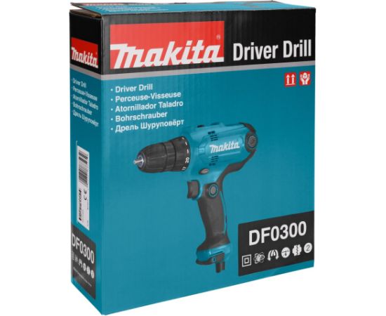 Makita DF0300 drill 1500 RPM Keyless 1.2 kg Black, Blue