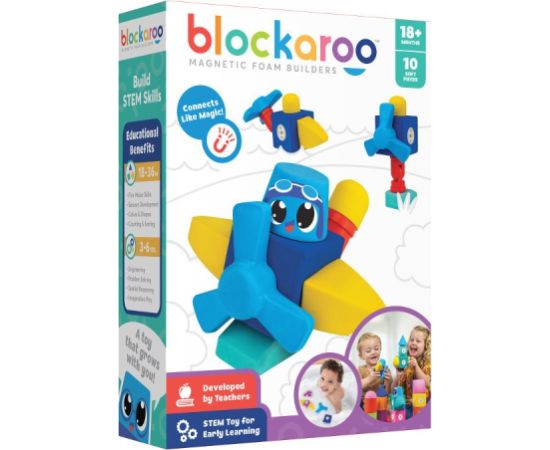 MAGNETIC BLOCKS CLICS BLOCKAROO 301002 SMALL AEROPLANE - FOAM BLOCKS FOR PLAYING IN WATER - 10 ELEMENTS