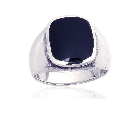 Серебряное кольцо #2101866(POx-Bk)_ON, Серебро 925°, оксид (покрытие), Оникс, Размер: 20, 10.9 гр.