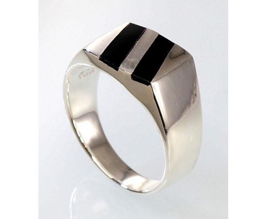 Серебряное кольцо #2100542_ON, Серебро 925°, Оникс, Размер: 19.5, 9.7 гр.