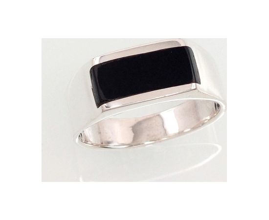 Серебряное кольцо #2100030_ON, Серебро 925°, Оникс, Размер: 19, 6.5 гр.