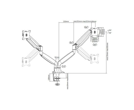 Multibrackets MB-7086 Держатель для 2 мониторов с регулировкой высоты