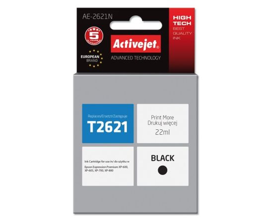 Activejet AE-2621N ink (replacement for Epson 26 T2621; Supreme; 22 ml; black)