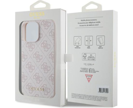 Guess PU 4G Metal Logo Case Aizsargapvalks Priekš Apple iPhone 15 Pro Max