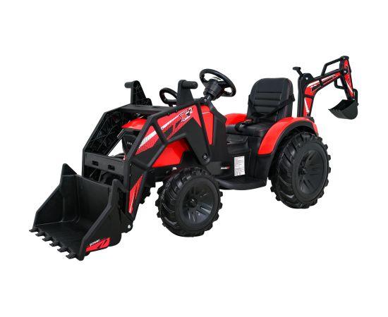 Elektriskais traktors 720-T ar piekabi un lāpstu, sarkans