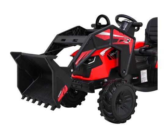 Elektriskais traktors 720-T ar piekabi un lāpstu, sarkans