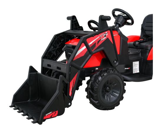 Elektriskais traktors 720-T ar piekabi un lāpstu, sarkans