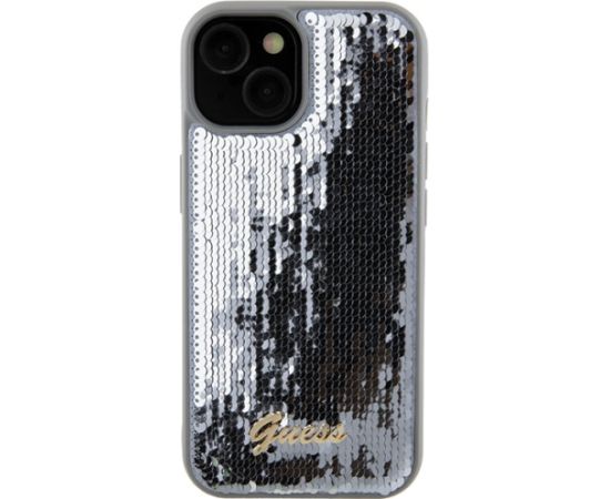 Guess HC Sequin Script Metal Case Aizsargapvalks Priekš Apple iPhone 15