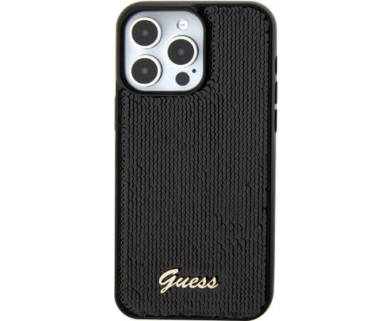 Guess HC Sequin Script Metal Case Aizsargapvalks Priekš Apple iPhone 15