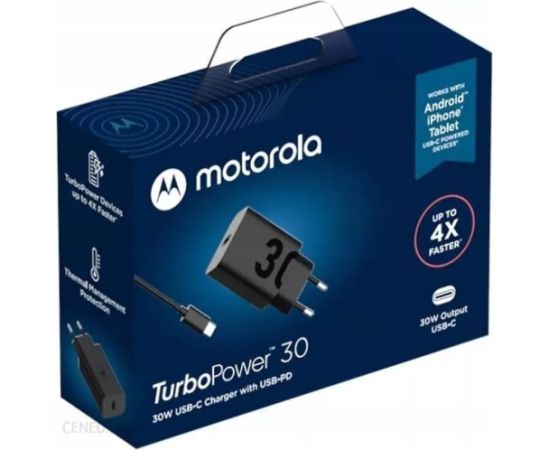 Motorola Charger TurboPower 30W USB-C w/ 1m C-C cable, Black