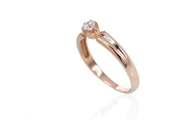 Золотое кольцо #1100721(Au-R+PRh-W)_CZ, Красное Золото 585°, родий (покрытие), Цирконы, Размер: 16.5, 1.27 гр.