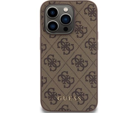 Guess 4G Metal Gold Logo Back Case Aizsargapvalks Priekš Apple iPhone 15 Pro