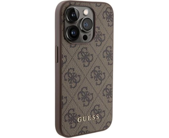 Guess 4G Metal Gold Logo Back Case Aizsargapvalks Priekš Apple iPhone 15 Pro