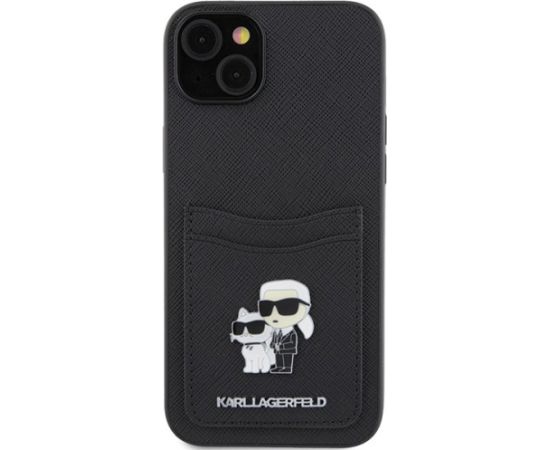 Karl Lagerfeld Saffiano Cardslot Karl&Choupette Metal Pin Back Case Aizsargapvalks Priekš Apple iPhone 15