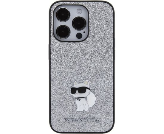 Karl Lagerfeld Fixed Glitter Choupette Logo Metal Pin Защитный Чехол для Apple iPhone 15 Pro