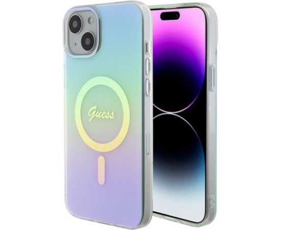 Guess IML Iridescent MagSafe Back Case Aizsargapvalks Priekš Apple iPhone 15 Plus