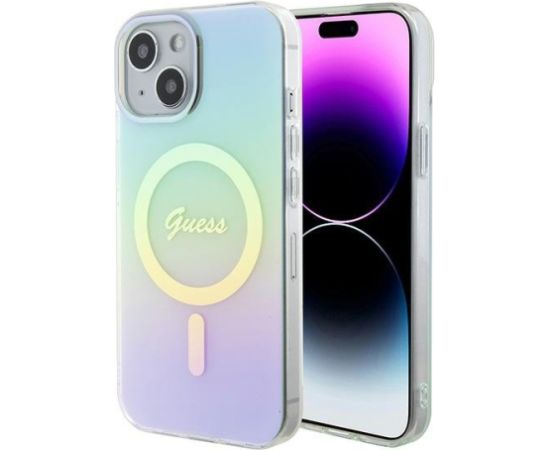 Guess IML Iridescent MagSafe Back Case Aizsargapvalks Priekš Apple iPhone 15