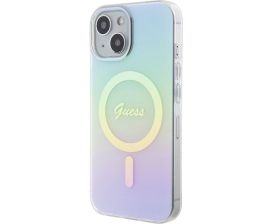 Guess IML Iridescent MagSafe Back Case Aizsargapvalks Priekš Apple iPhone 15