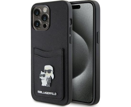 Karl Lagerfeld Saffiano Cardslot KC Metal Pin Back Case Защитный Чехол для Apple iPhone 15 Pro Max