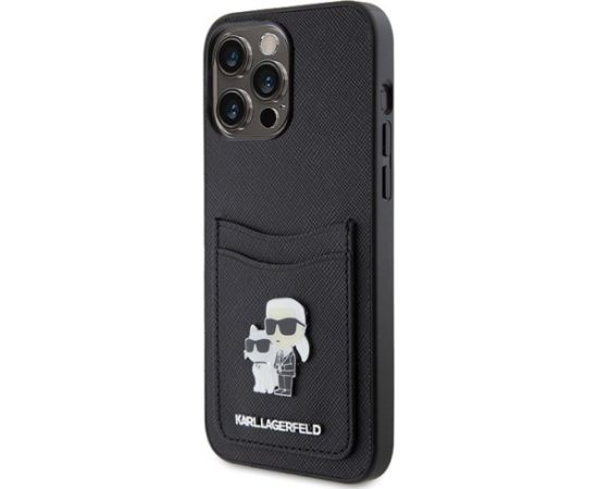 Karl Lagerfeld Saffiano Cardslot KC Metal Pin Back Case Защитный Чехол для Apple iPhone 15 Pro Max