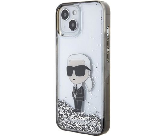 Karl Lagerfeld Liquid Glitter Ikonik Back Case Aizsargapvalks Priekš Apple iPhone 15