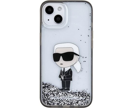 Karl Lagerfeld Liquid Glitter Ikonik Back Case Aizsargapvalks Priekš Apple iPhone 15