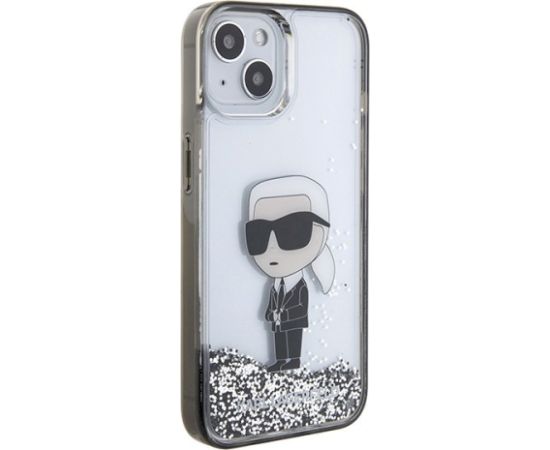 Karl Lagerfeld Liquid Glitter Ikonik Back Case Aizsargapvalks Priekš Apple iPhone 15