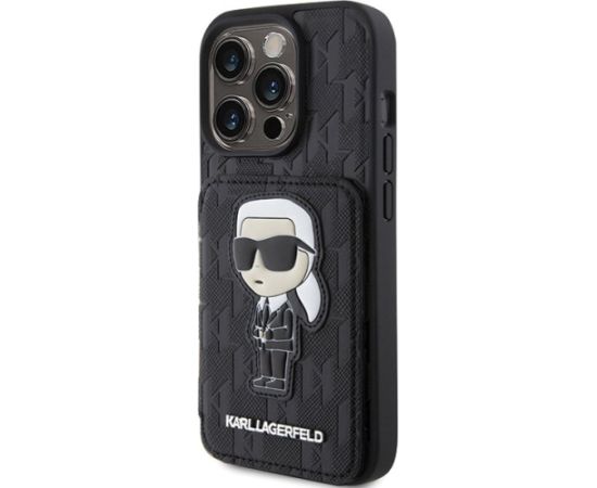 Karl Lagerfeld Saffiano Cardslots and Stand Monogram Ikonik Patch Защитный Чехол для Apple iPhone 15 Pro