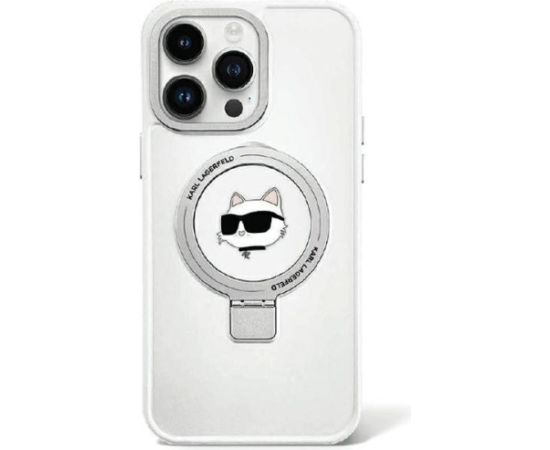 Karl Lagerfeld Ring Stand Choupette Head MagSafe Back Case Aizsargapvalks Priekš Apple iPhone 15 Pro