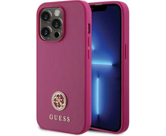 Guess Strass Metal Logo Back Case Aizsargapvalks Priekš Apple iPhone 15 Pro