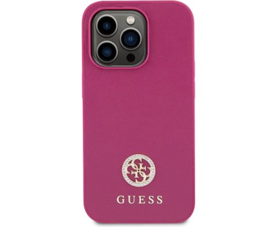 Guess Strass Metal Logo Back Case Aizsargapvalks Priekš Apple iPhone 15 Pro