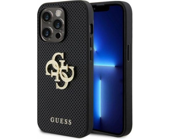 Guess Leather Perforated 4G Glitter Logo Back Case Защитный Чехол для Apple iPhone 15 Pro