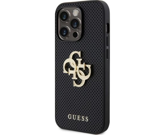 Guess Leather Perforated 4G Glitter Logo Back Case Защитный Чехол для Apple iPhone 15 Pro