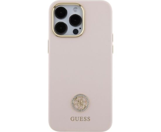 Guess Silicone Logo Strass 4G Back Case Aizsargapvalks Priekš Apple iPhone 15 Pro Max