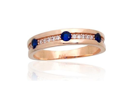 Золотое кольцо #1100969(Au-R)_CZ+CZ-B, Красное Золото 585°, Цирконы, Размер: 18, 2.78 гр.