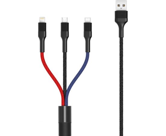 XO NB54 3в1 USB - Lightning + USB-C + microUSB Кабель