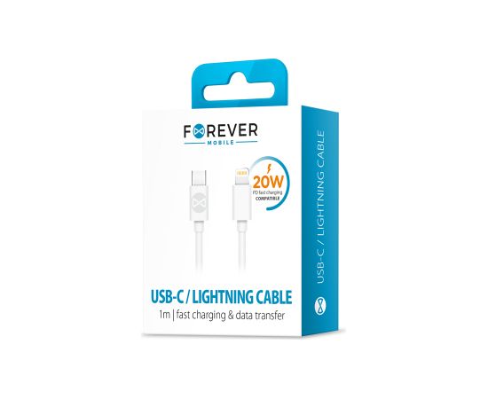 Forever cable USB-C - Lightning 1,0 m 3A white