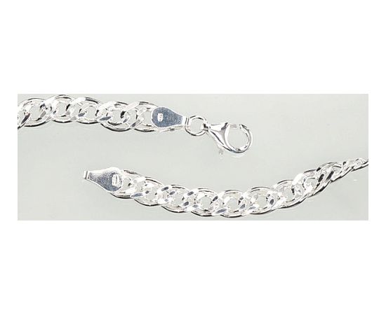 Серебряная цепочка Мона-лиза 6 мм, алмазная обработка граней #2400106, Серебро 925°, длина: 60 см, 27.3 гр.