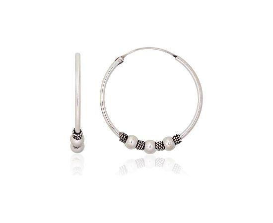 Серебряные серьги-кольца #2203997(POx-Bk), Серебро 925°, оксид (покрытие), 2.8 гр.