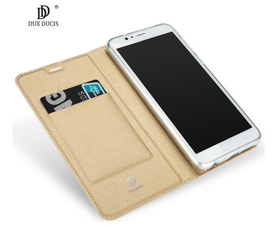 Dux Ducis Premium Magnet Case Grāmatveida Maks Telefonam Huawei Mate 20 Lite Zeltains