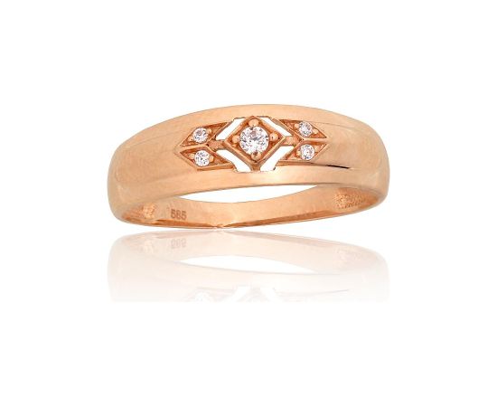 Золотое кольцо #1101152(Au-R)_CZ, Красное Золото 585°, Цирконы, Размер: 17.5, 1.61 гр.