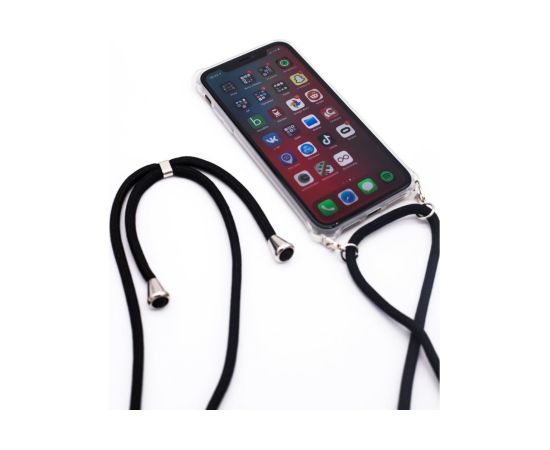 Evelatus iPhone 11 Pro Max Case with rope Black Apple Transparent