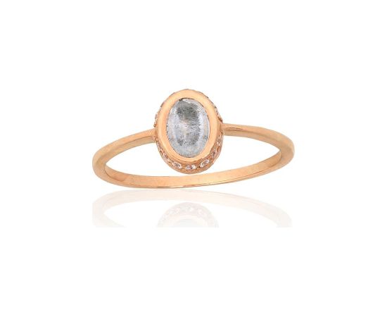 Золотое кольцо #1101148(Au-R)_CZ+TZLB, Красное Золото 585°, Цирконы, Небесно-голубой топаз, Размер: 18, 1.57 гр.