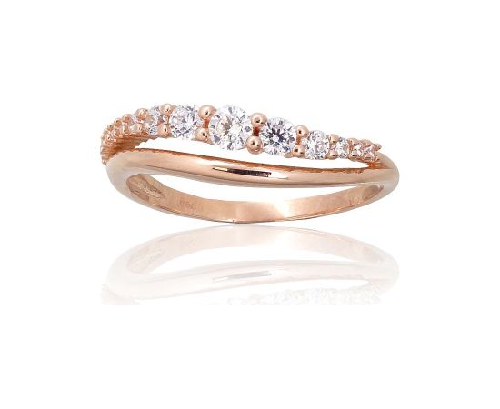 Золотое кольцо #1101096(Au-R)_CZ, Красное Золото 585°, Цирконы, Размер: 19, 2.44 гр.