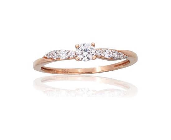 Золотое кольцо #1101093(Au-R+PRh-W)_CZ, Красное Золото 585°, родий (покрытие), Цирконы, Размер: 16.5, 1.21 гр.