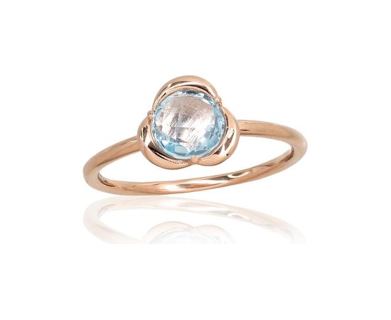 Золотое кольцо #1101008(Au-R)_TZLB, Красное Золото 585°, Небесно-голубой топаз, Размер: 17, 1.83 гр.