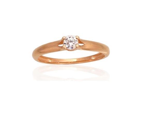Золотое кольцо #1100954(Au-R)_CZ, Красное Золото 585°, Цирконы, Размер: 16, 1.23 гр.