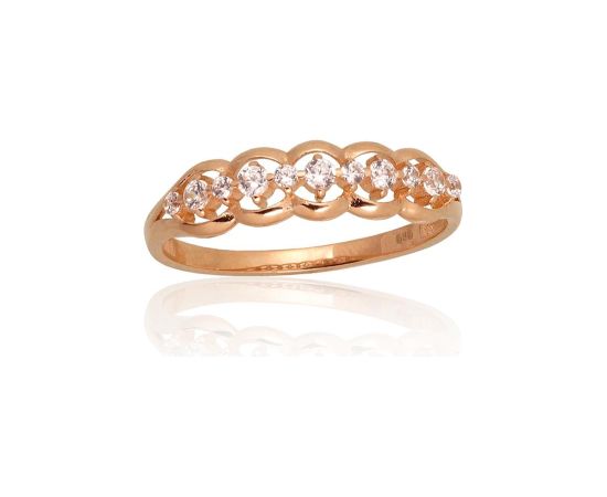 Золотое кольцо #1100953(Au-R)_CZ, Красное Золото 585°, Цирконы, Размер: 19, 1.73 гр.
